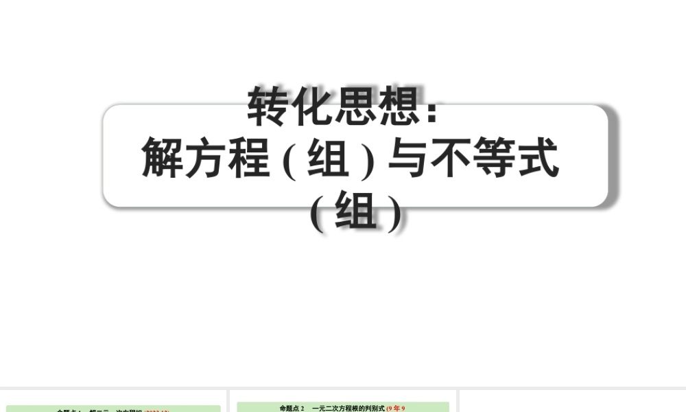 2024河南中考数学专题复习 转化思想：解方程(组)与不等式(组） 课件.pptx