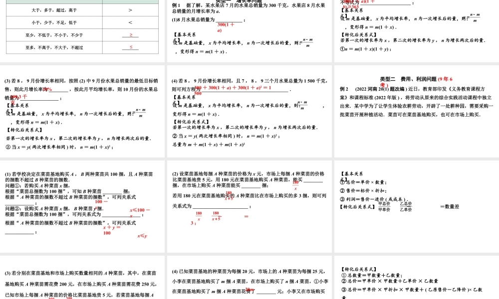 2024河南中考数学专题复习第二章 第三节 方程(组)与不等式(组)的实际应用 课件.pptx