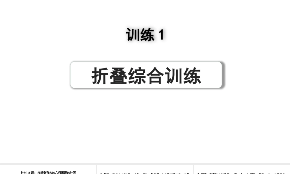 2024河南中考数学专题复习第三部分 题型二 综合训练 训练1 折叠综合训练 课件.pptx