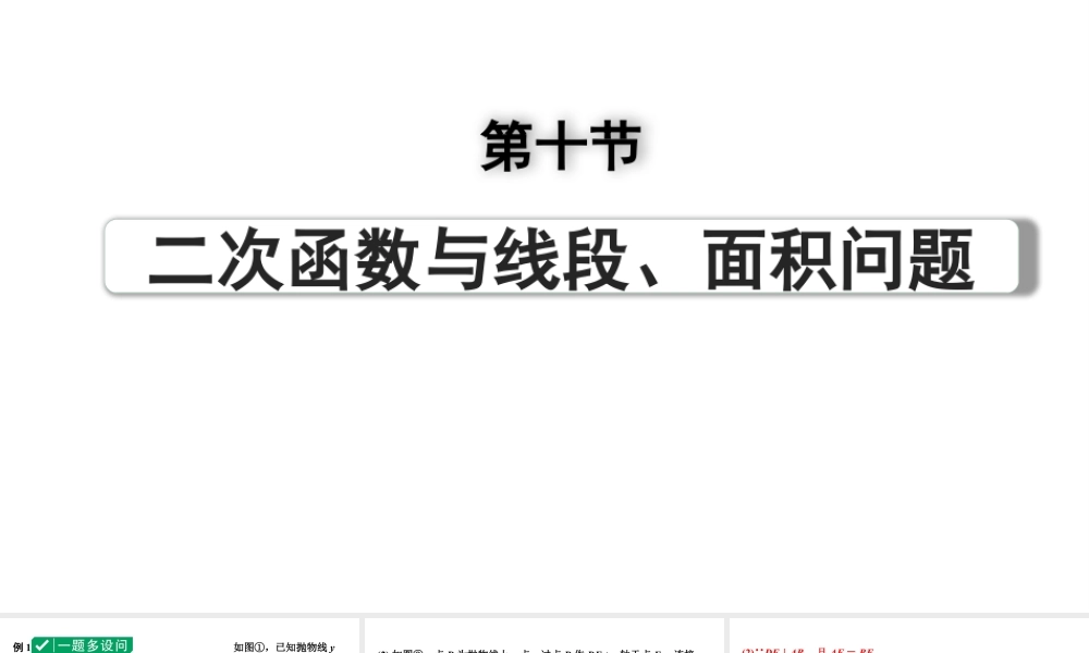 2024河南中考数学专题复习第三章 第十节 二次函数与线段、面积问题 课件.pptx