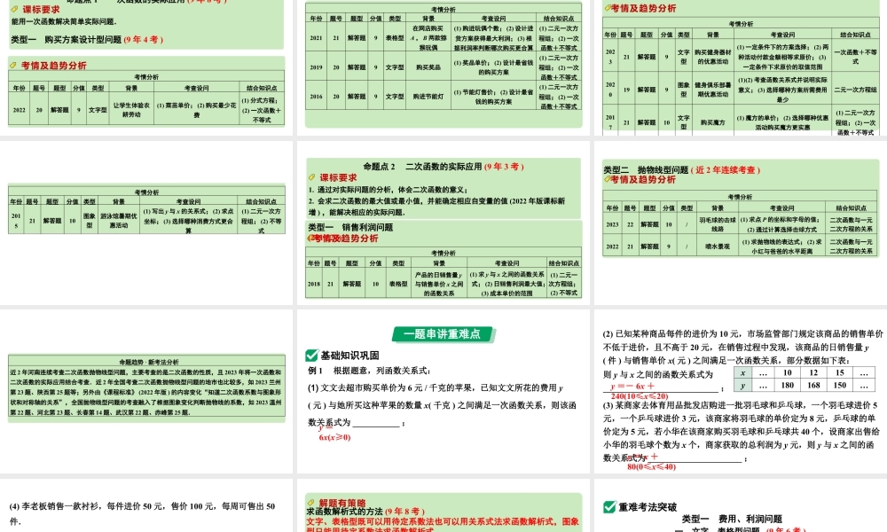 2024河南中考数学专题复习第三章 第十一节 函数的实际应用 课件.pptx