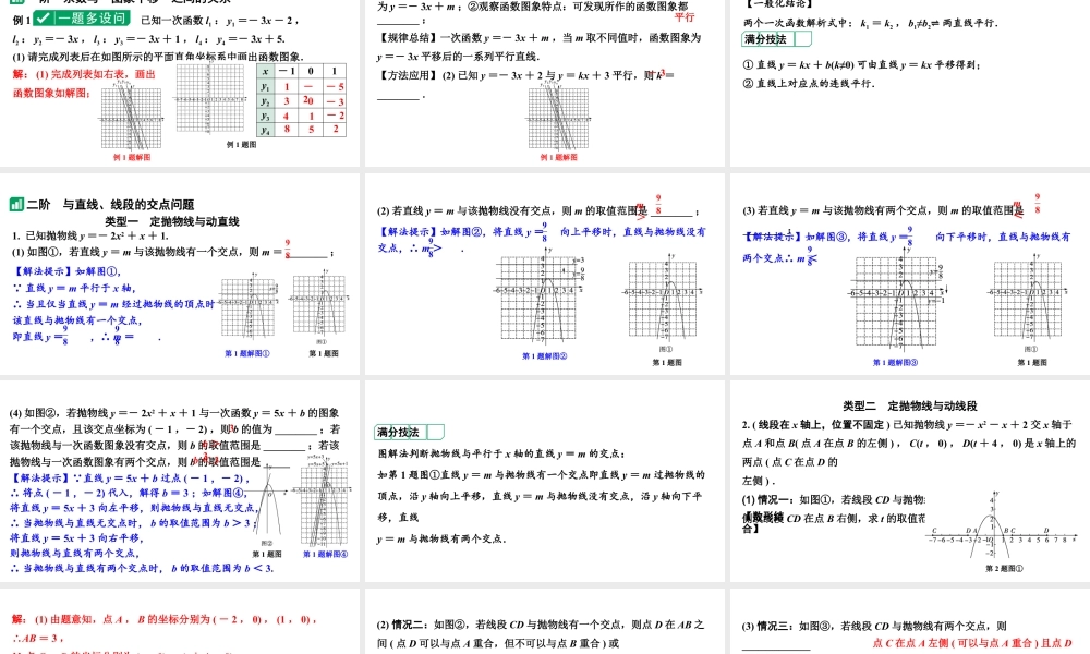 2024河南中考数学专题复习第三章 微专题 二次函数与直线、线段的交点问题 课件.pptx