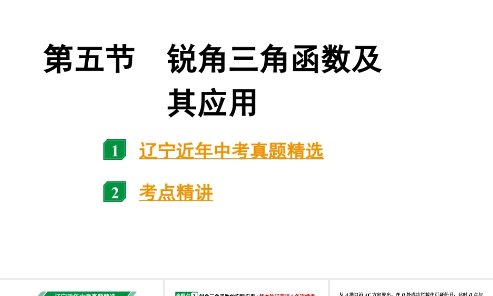 2024辽宁中考数学二轮复习 4.5 锐角三角函数及其应用 (课件).pptx