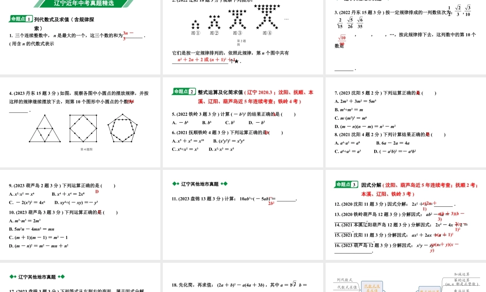 2024辽宁中考数学二轮中考考点研究 1.2 代数式与整式 (课件).pptx