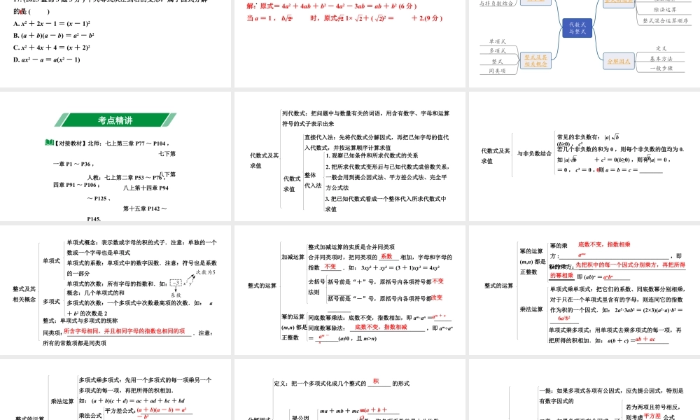 2024辽宁中考数学二轮中考考点研究 1.2 代数式与整式 (课件).pptx