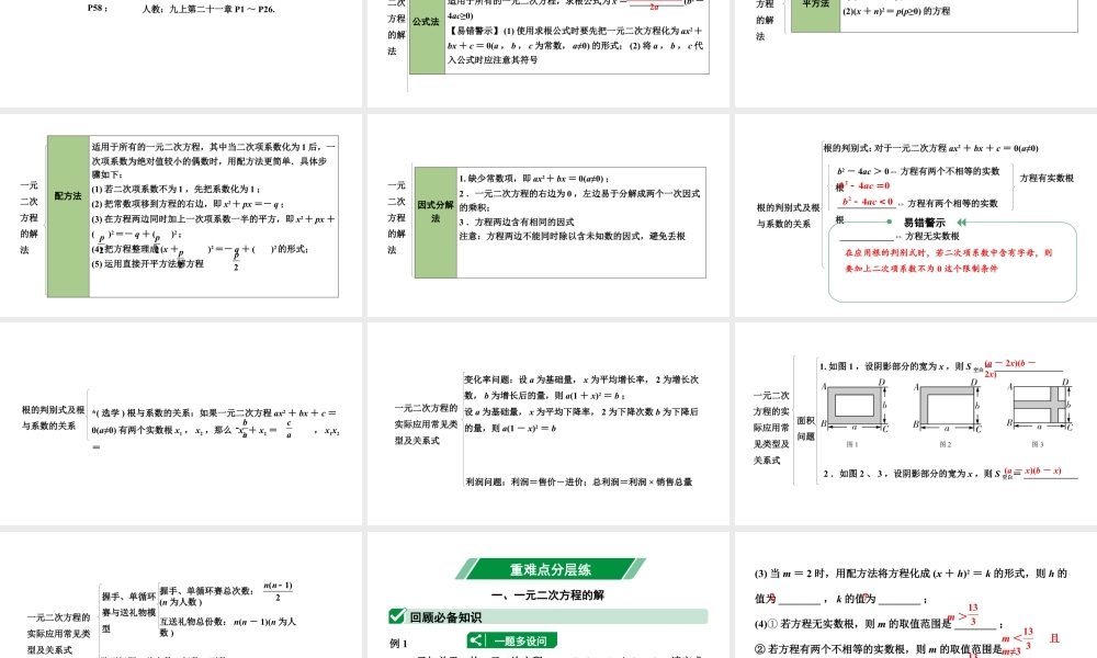 2024辽宁中考数学二轮中考考点研究 2.3 一元二次方程及其应用 (课件).pptx