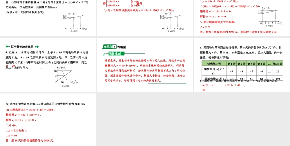 2024辽宁中考数学二轮中考考点研究 3.3 一次函数的实际应用 (课件).pptx