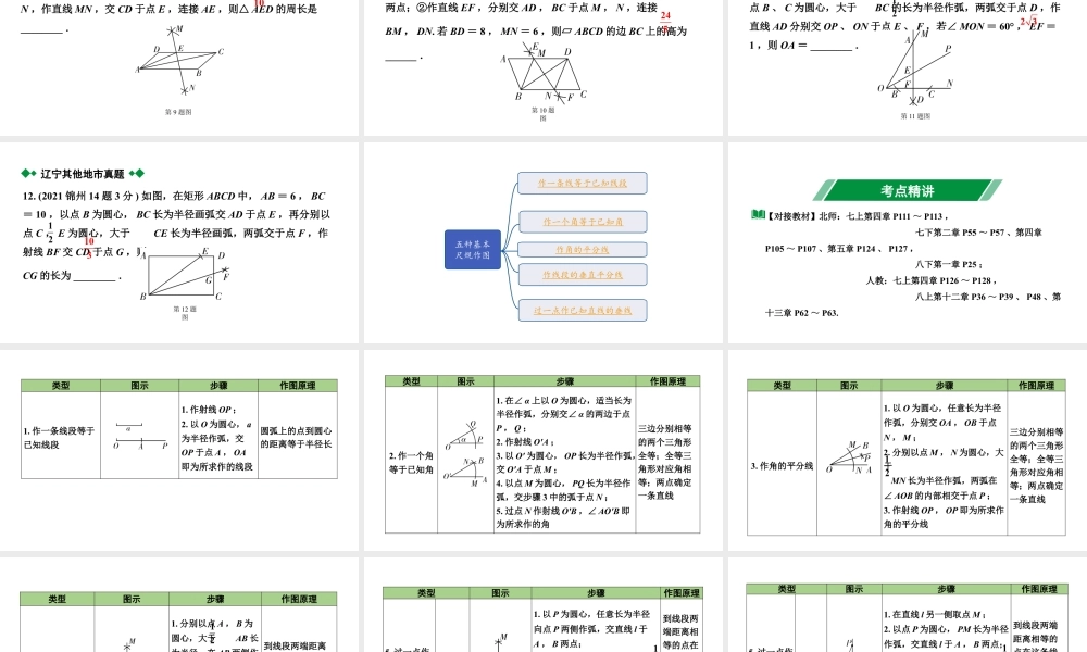 2024辽宁中考数学二轮中考考点研究 7.1 尺规作图 (课件).pptx