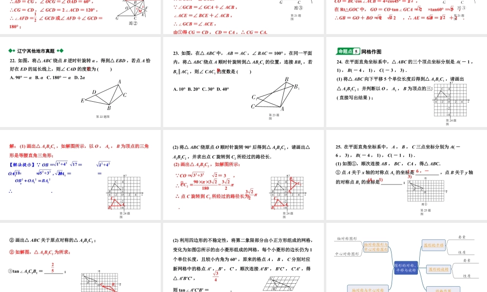 2024辽宁中考数学二轮中考考点研究 7.3 图形的对称、平移与旋转 (课件).pptx