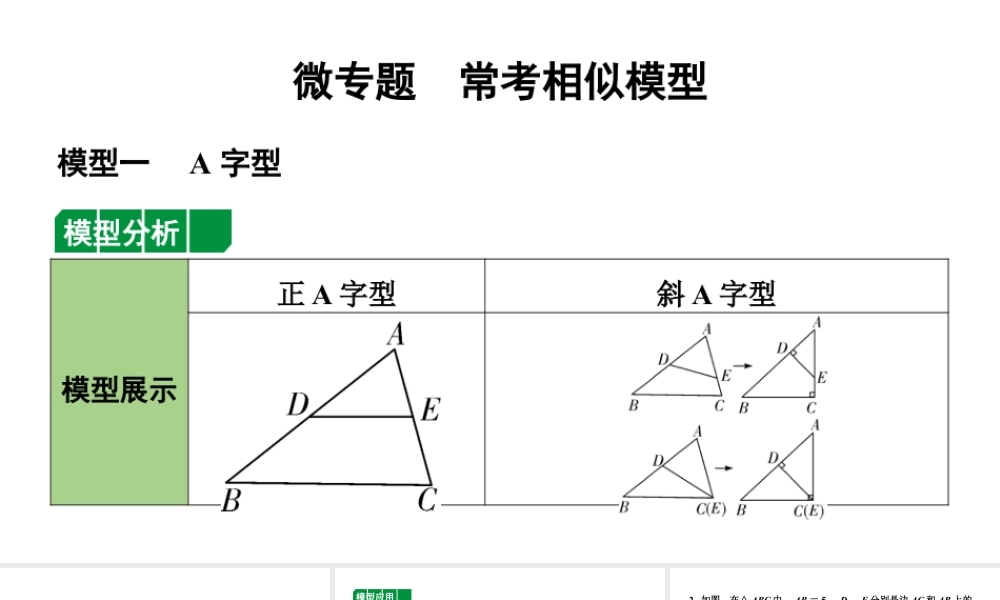 2024辽宁中考数学二轮专题复习 微专题 常考相似模型（课件）.pptx