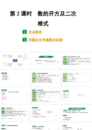 2024内蒙古中考数学一轮知识点复习 第2课时 数的开方及二次根式（课件）.pptx