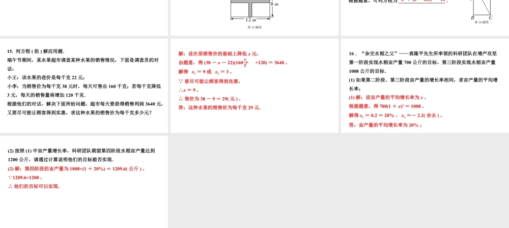 2024内蒙古中考数学一轮知识点复习 第7课时  一元二次方程及其应用（课件）.pptx