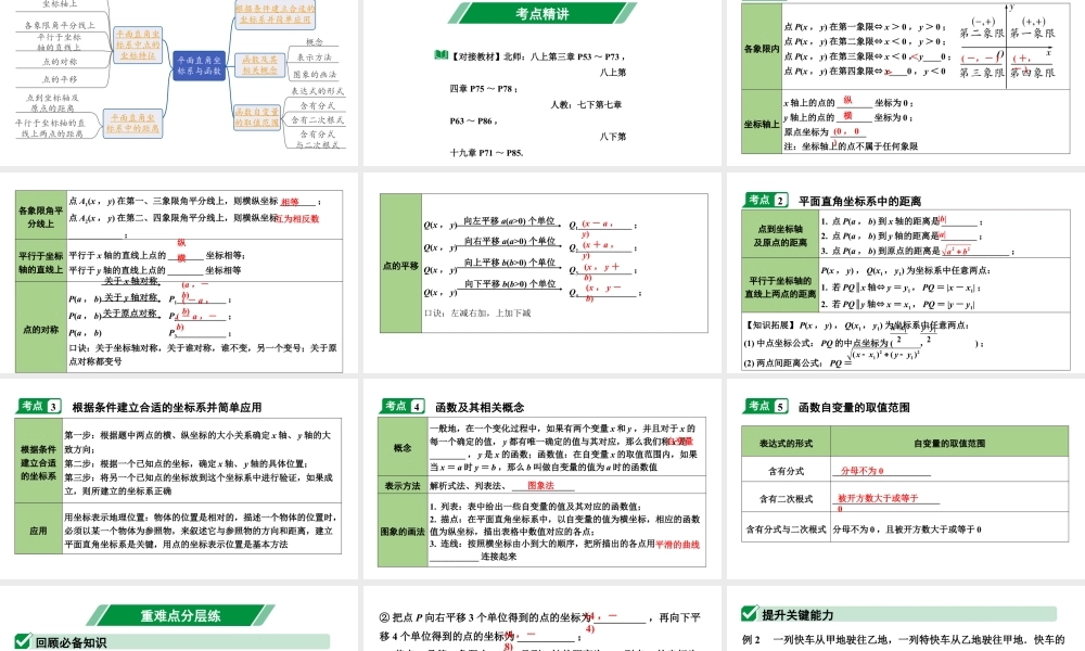 2024内蒙古中考数学一轮知识点复习 第10课时 平面直角坐标系与函数（课件）.pptx