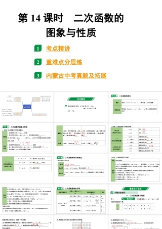 2024内蒙古中考数学一轮知识点复习 第14课时 二次函数的图象与性质（课件）.pptx