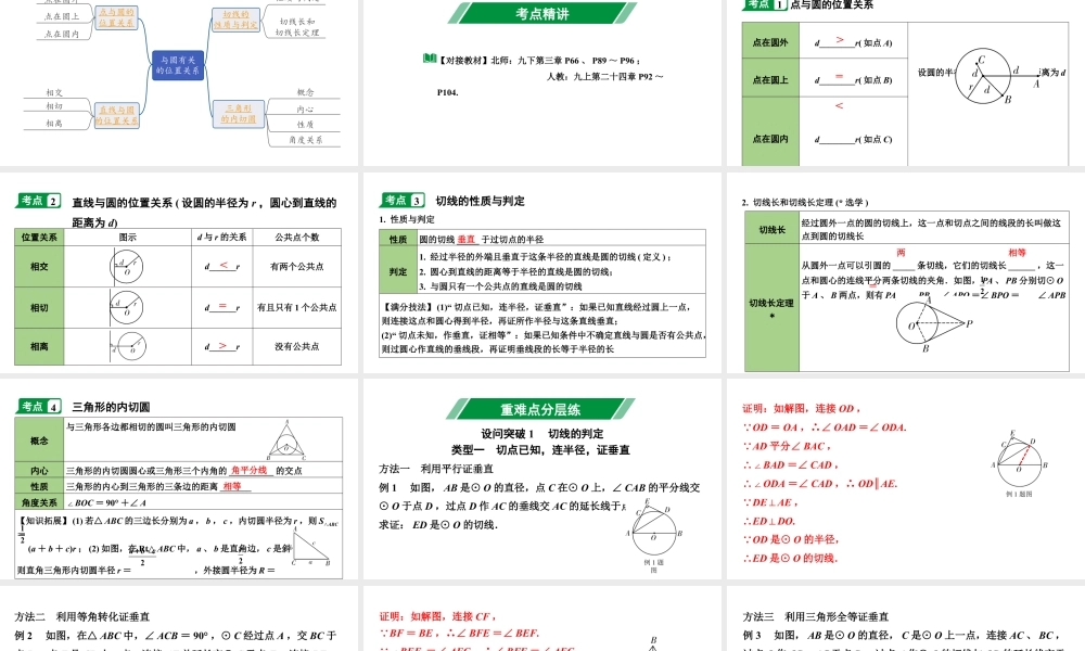 2024内蒙古中考数学一轮知识点复习 第29课时  与圆有关的位置关系（课件）.pptx