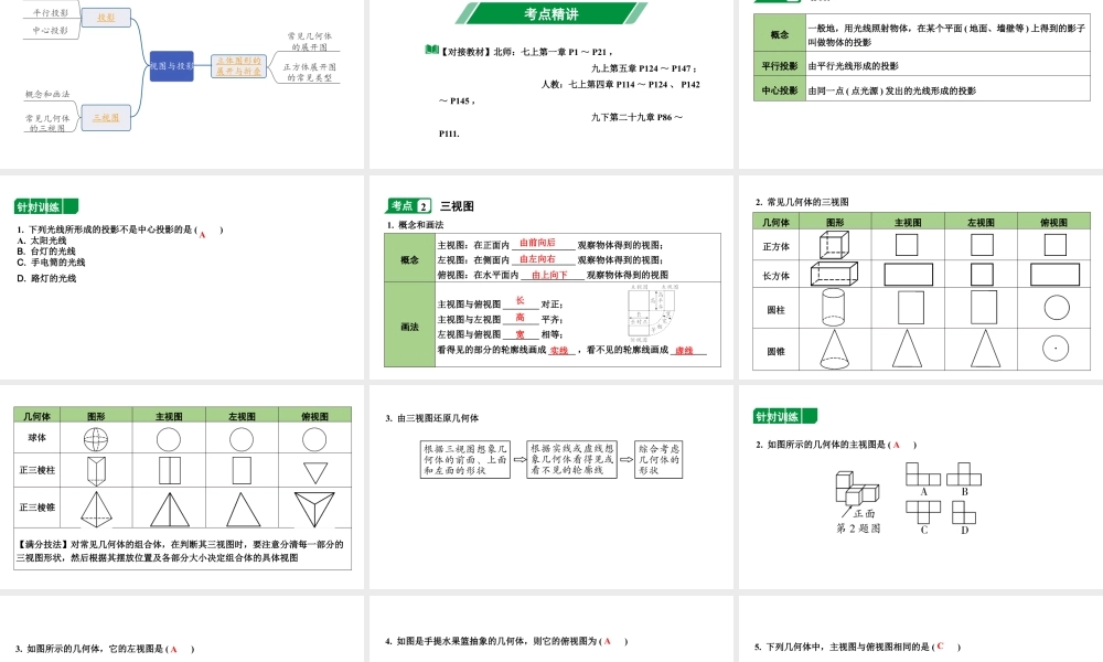 2024内蒙古中考数学一轮知识点复习 第31课时  视图与投影（课件）.pptx