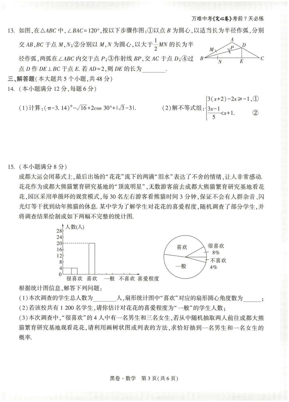 2024年成都中考数学模拟卷-黑卷（无答案）.pdf_第3页