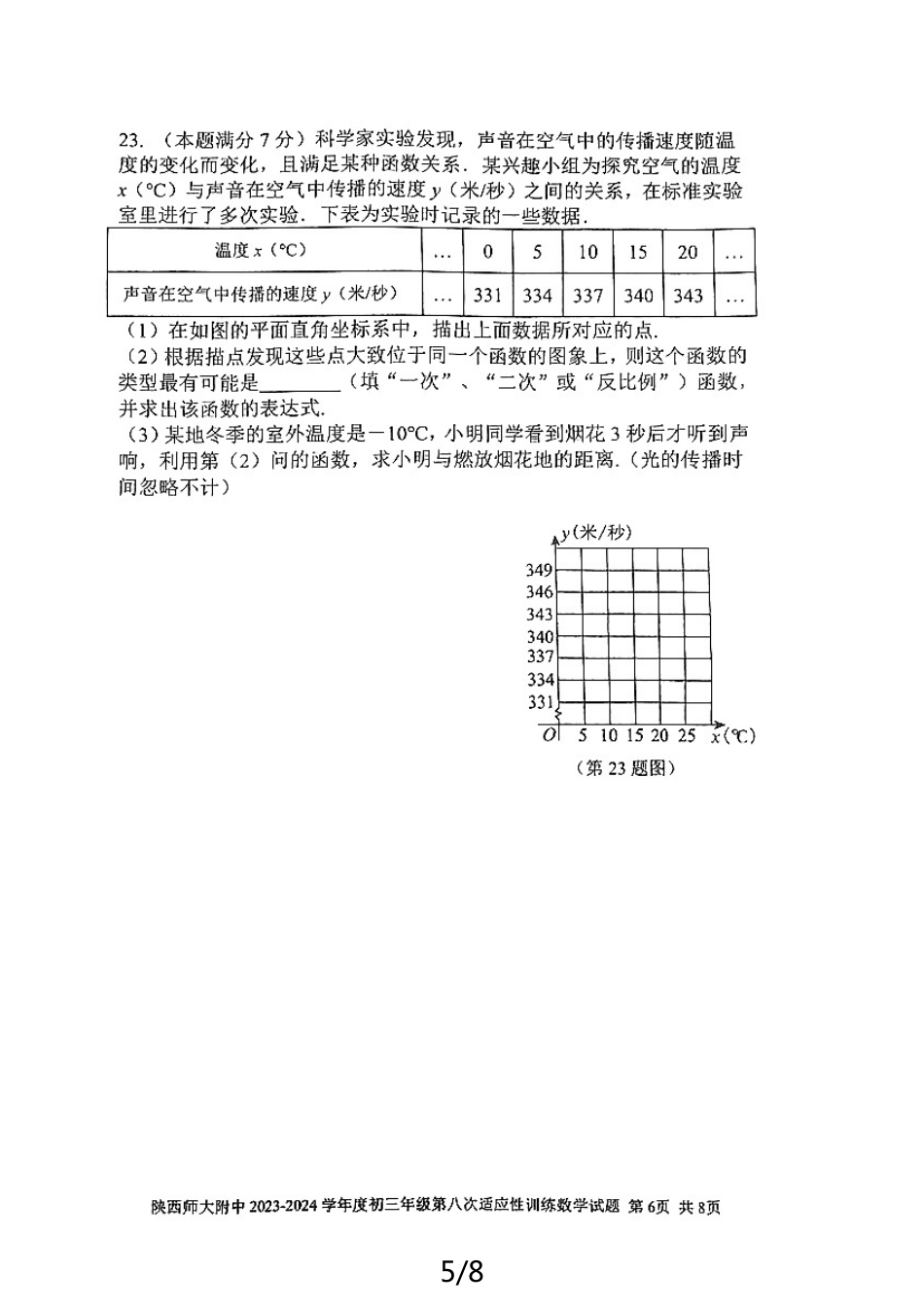 2024年陕西西安市师大附中中考数学第八次模拟试题（无答案）.pdf_第5页