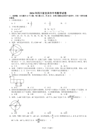 2024年四川省宜宾市中考数学试卷【含解析】.pdf