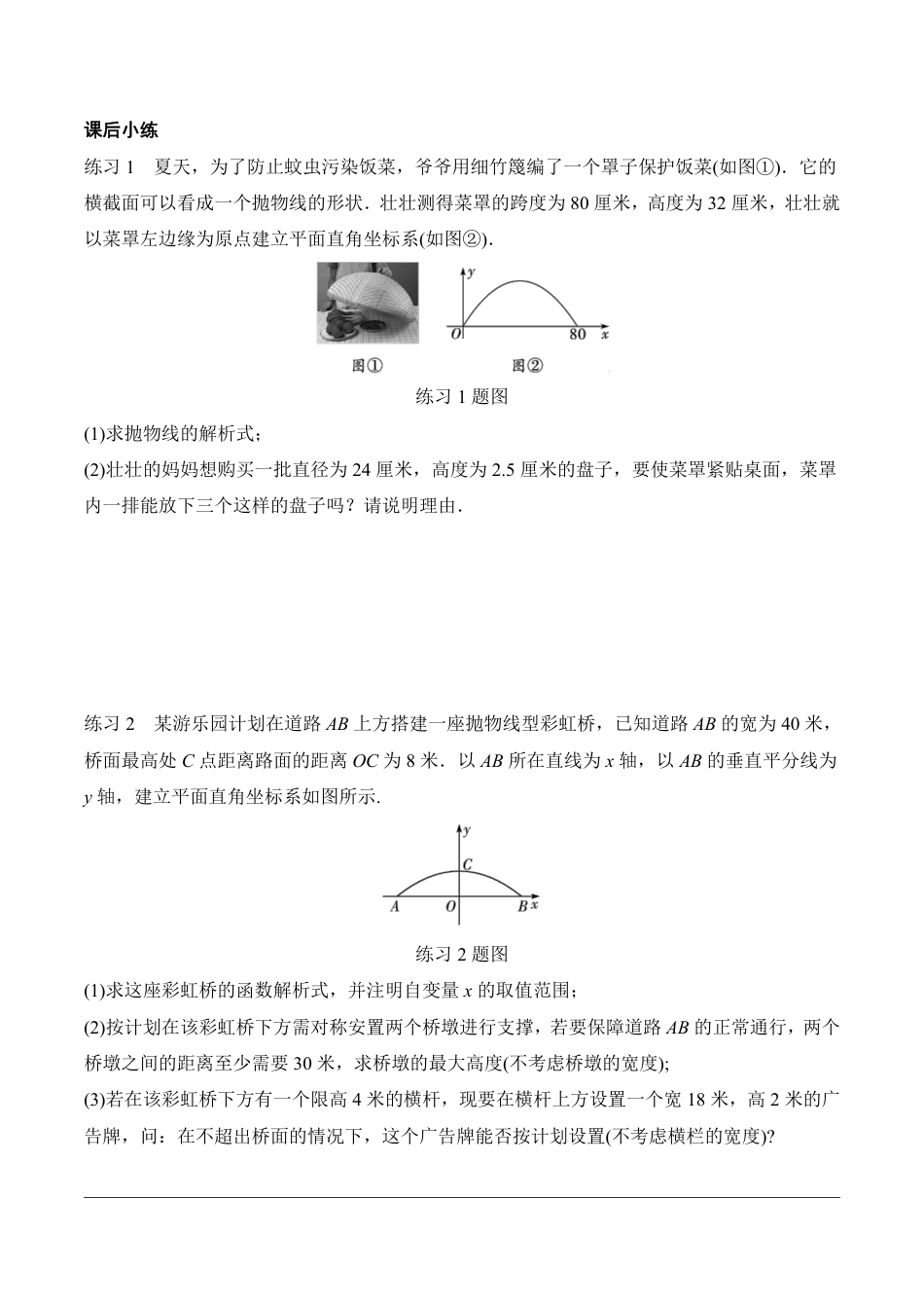 2024陕西数学中考备考重难专题：抛物线型实际应用课后练习【含答案】.pdf_第4页