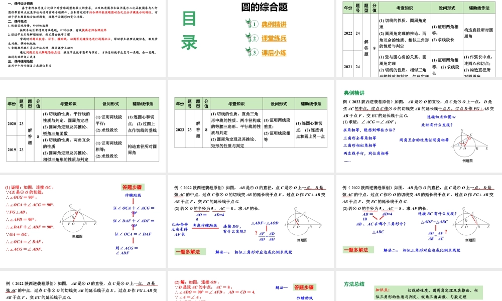 2024陕西数学中考备考重难专题：圆的综合题（课件）.pptx