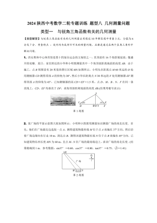 2024陕西中考数学二轮专题训练 题型八 几何测量问题 (含答案).pdf