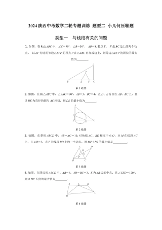 2024陕西中考数学二轮专题训练 题型二 小几何压轴题 (含答案).docx