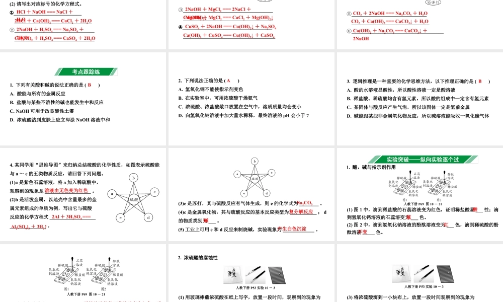 2024北部湾经济区中考化学二轮复习主题一  常见的酸和碱  （课件）.pptx