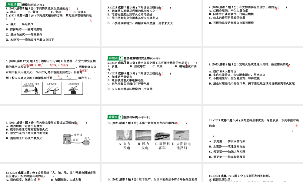 2024成都中考化学二轮复习 第七单元 燃料及其利用（课件）.ppt