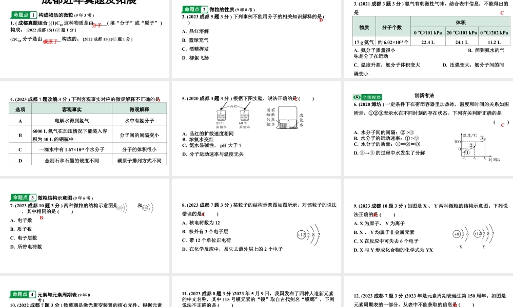 2024成都中考化学二轮复习 第三单元 物质构成的奥秘（课件）.pptx