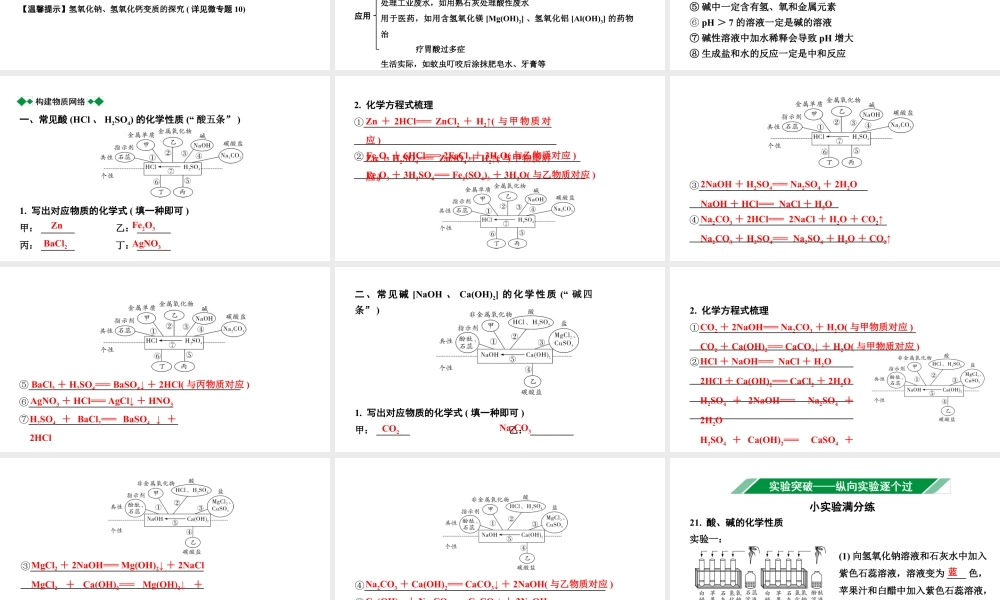 2024成都中考化学二轮复习之中考题型研究 第十单元　酸和碱（课件）.pptx