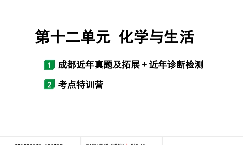 2024成都中考化学二轮复习之中考题型研究 第十二单元 化学与生活（课件）.pptx