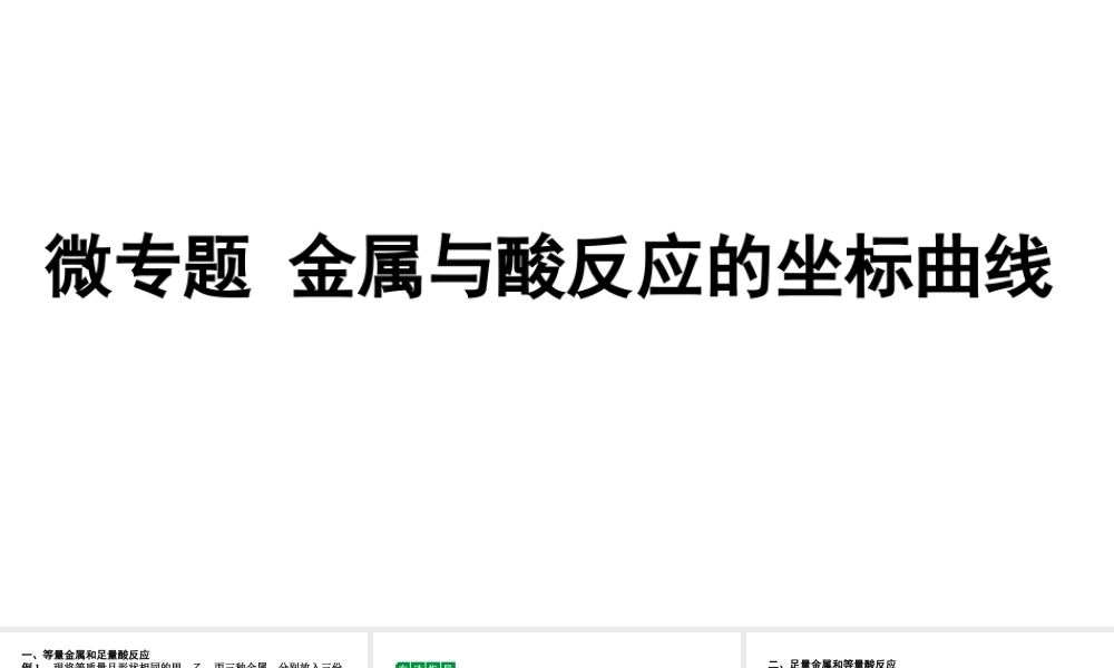 2024成都中考化学二轮复习之中考题型研究 微专题 金属与酸反应的坐标曲线（课件）.pptx