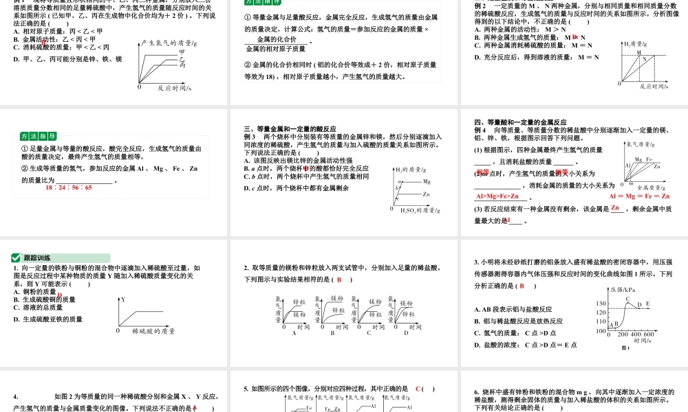 2024成都中考化学二轮复习之中考题型研究 微专题 金属与酸反应的坐标曲线（课件）.pptx