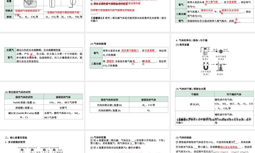 2024成都中考化学二轮复习之中考题型研究 微专题 气体的制取及混合气体的处理（课件）.pptx