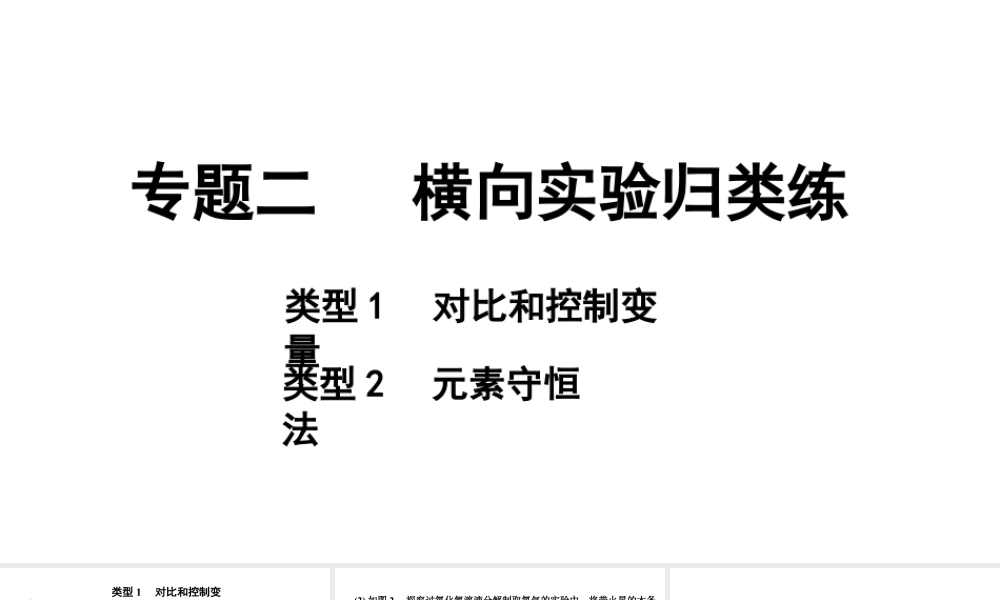 2024成都中考化学二轮复习之中考题型研究 专题二 横向实验归类练（课件）.pptx