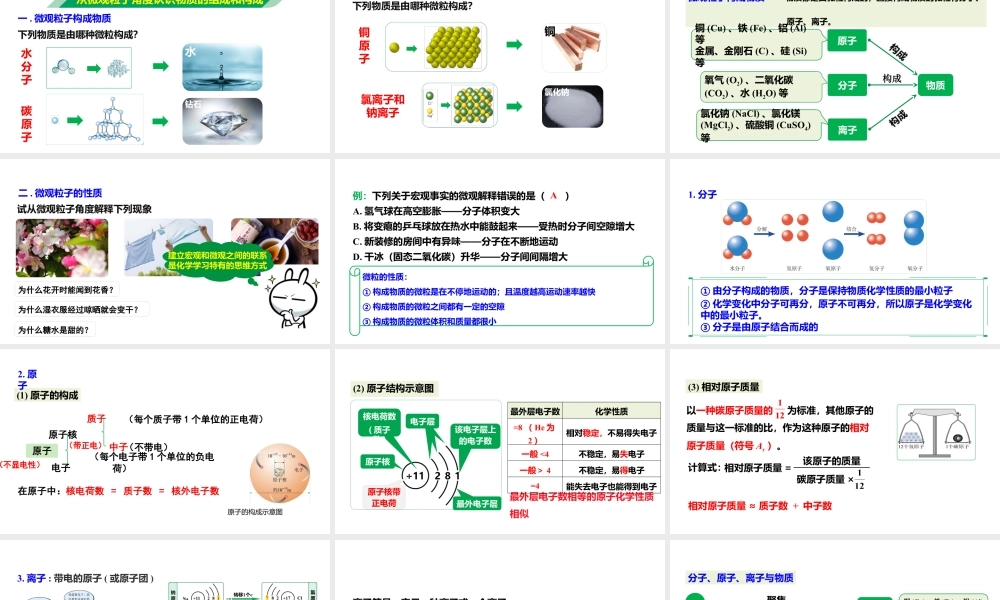 2024成都中考化学试题研究大单元复习-从微观粒子的角度认识物质的构成和组成及变化 课件.pptx