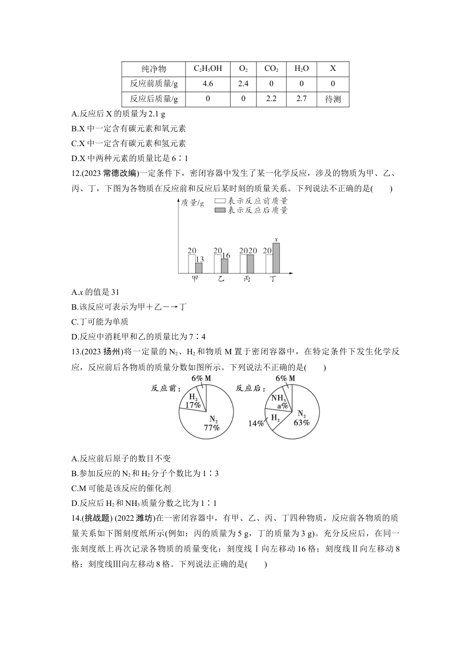 2024成都中考化学知识点复习 质量守恒定律及其应用 (含详细解析).docx_第4页