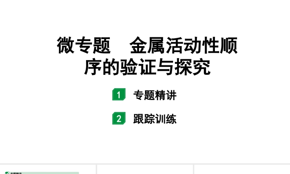 2024福建中考化学二轮复习微专题 金属活动性顺序的验证与探究（课件）.pptx