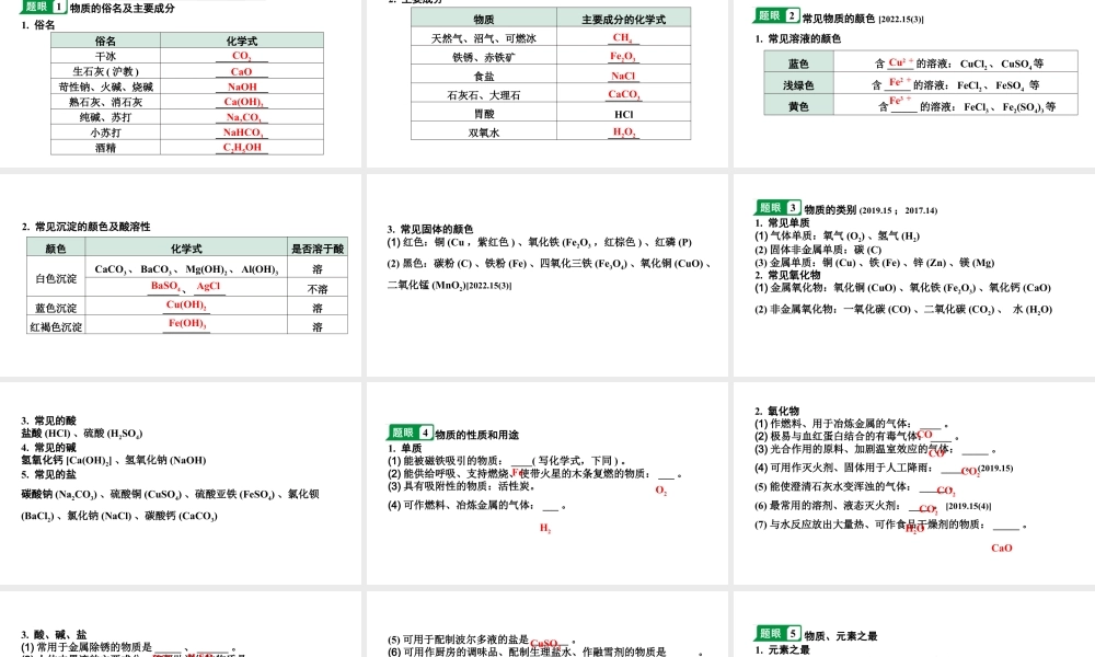 2024福建中考化学二轮中考题型研究 题型三 物质的推断（课件）.pptx