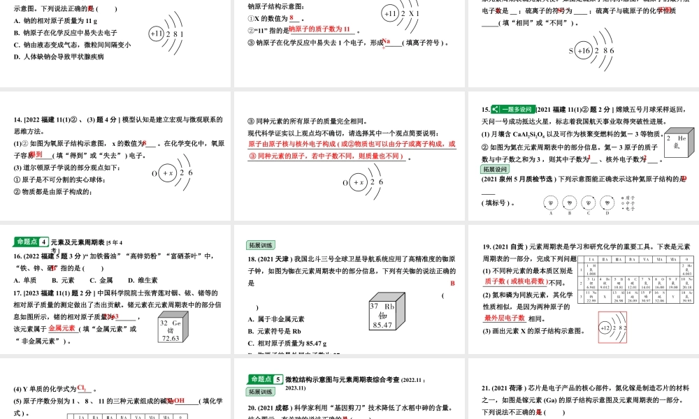 2024福建中考化学二轮中考题型研究 专题八 构成物质的微粒 认识化学元素（课件）.pptx