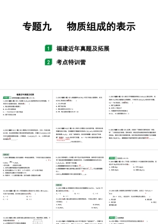 2024福建中考化学二轮中考题型研究 专题九 物质组成的表示（课件）.pptx