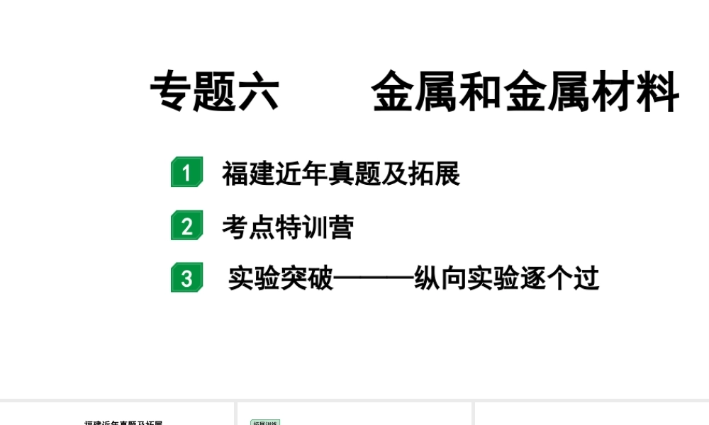 2024福建中考化学二轮中考题型研究 专题六  金属和金属材料（课件）.pptx