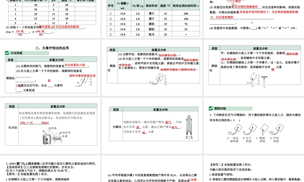 2024福建中考化学二轮中考题型研究 专题十六 横向实验分类练（课件）.pptx