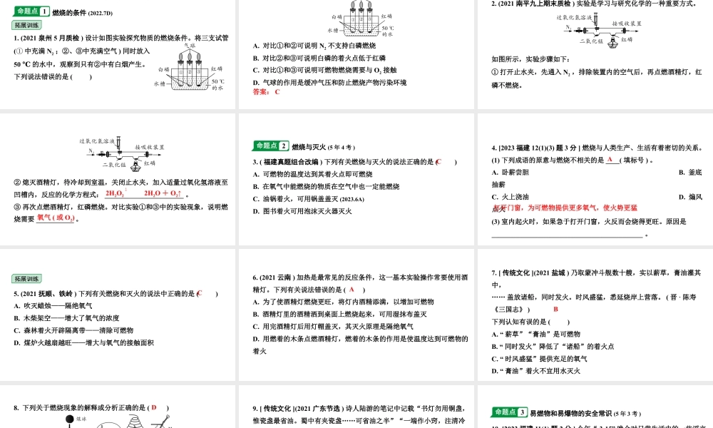 2024福建中考化学二轮中考题型研究 专题十三 化学与能源和资源的利用（课件）.pptx