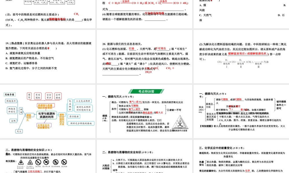 2024福建中考化学二轮中考题型研究 专题十三 化学与能源和资源的利用（课件）.pptx