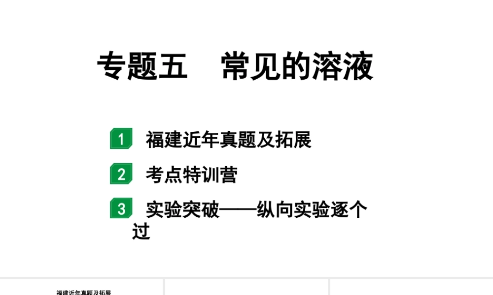 2024福建中考化学二轮中考题型研究 专题五 常见的溶液（课件）.pptx