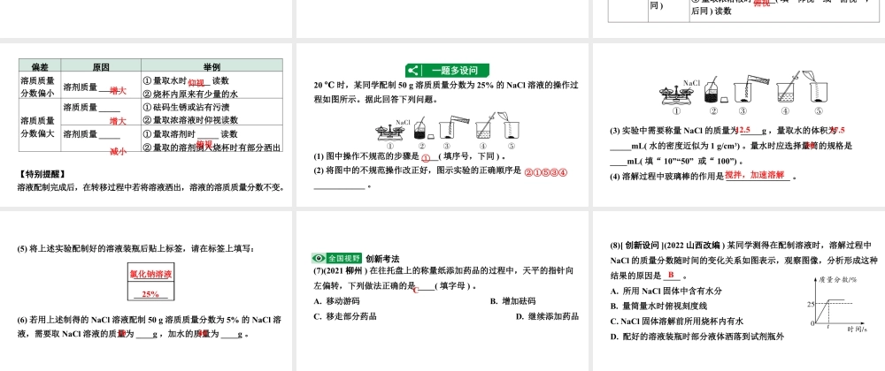 2024福建中考化学二轮中考题型研究 专题五 常见的溶液（课件）.pptx