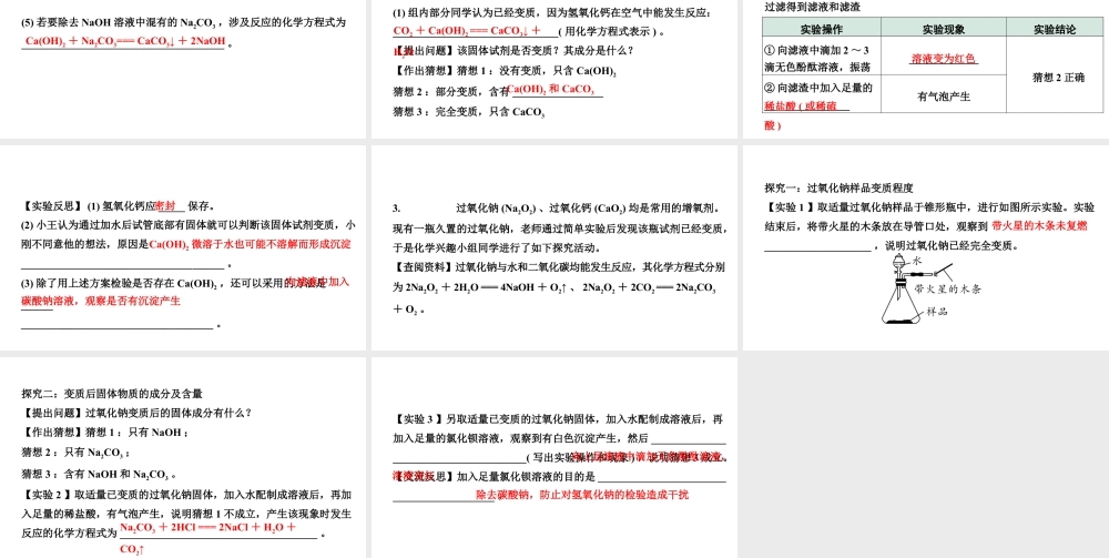 2024福建中考化学一轮复习 微专题8 碱变质的探究（课件）.pptx