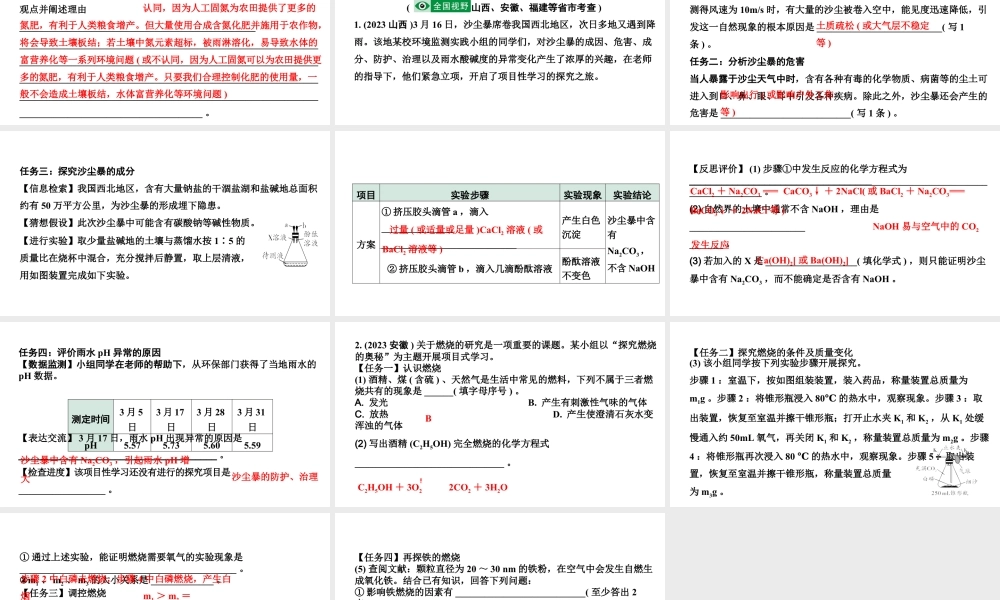 2024甘肃中考化学二轮复习之全国视野 推荐题型（课件）.pptx